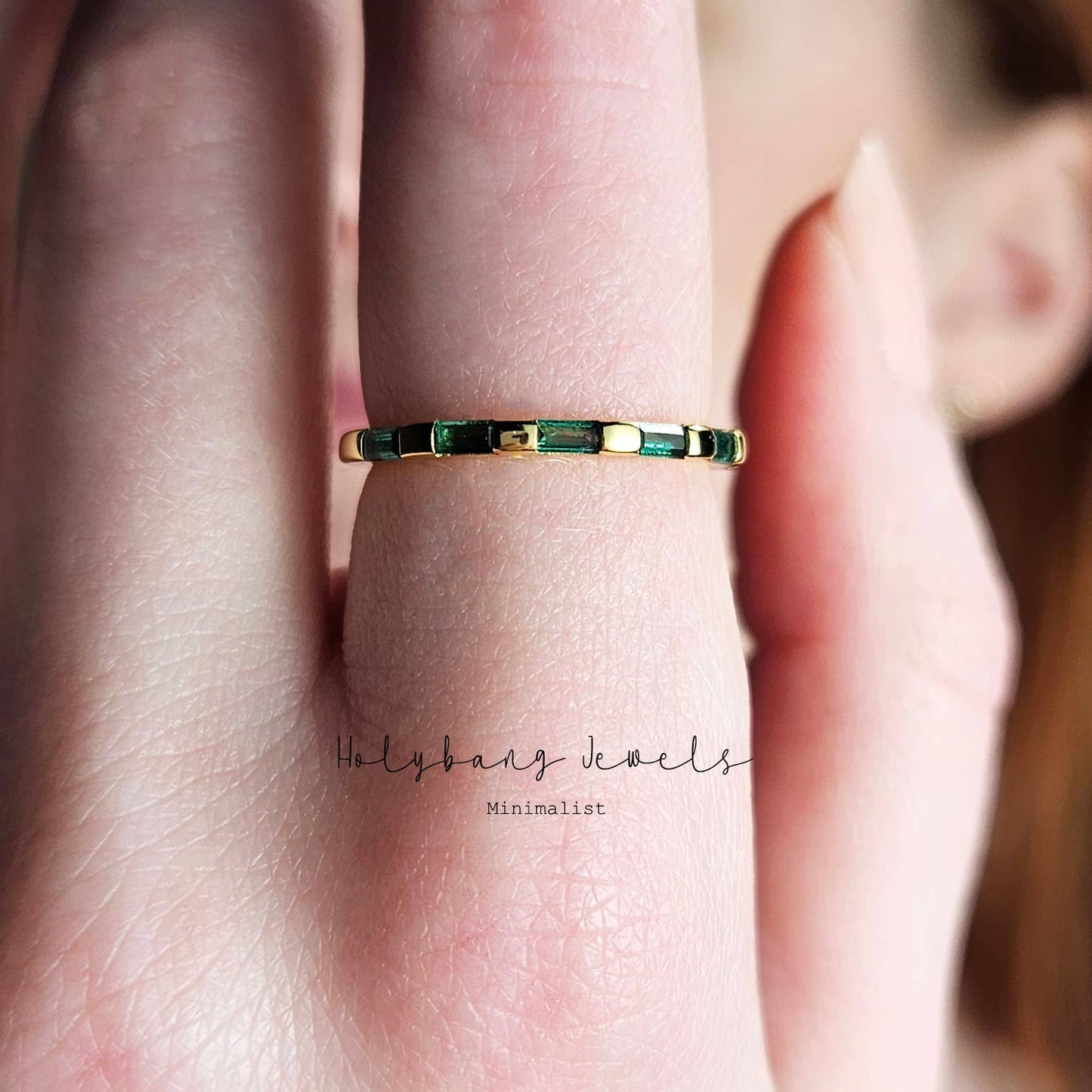 HolyBang Jewels Emerald Baguette Ring