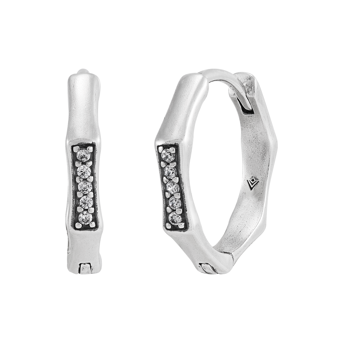 Silpada - Silpada 'Well Set' Sterling Silver White Cubic Zirconia Hoop Earrings