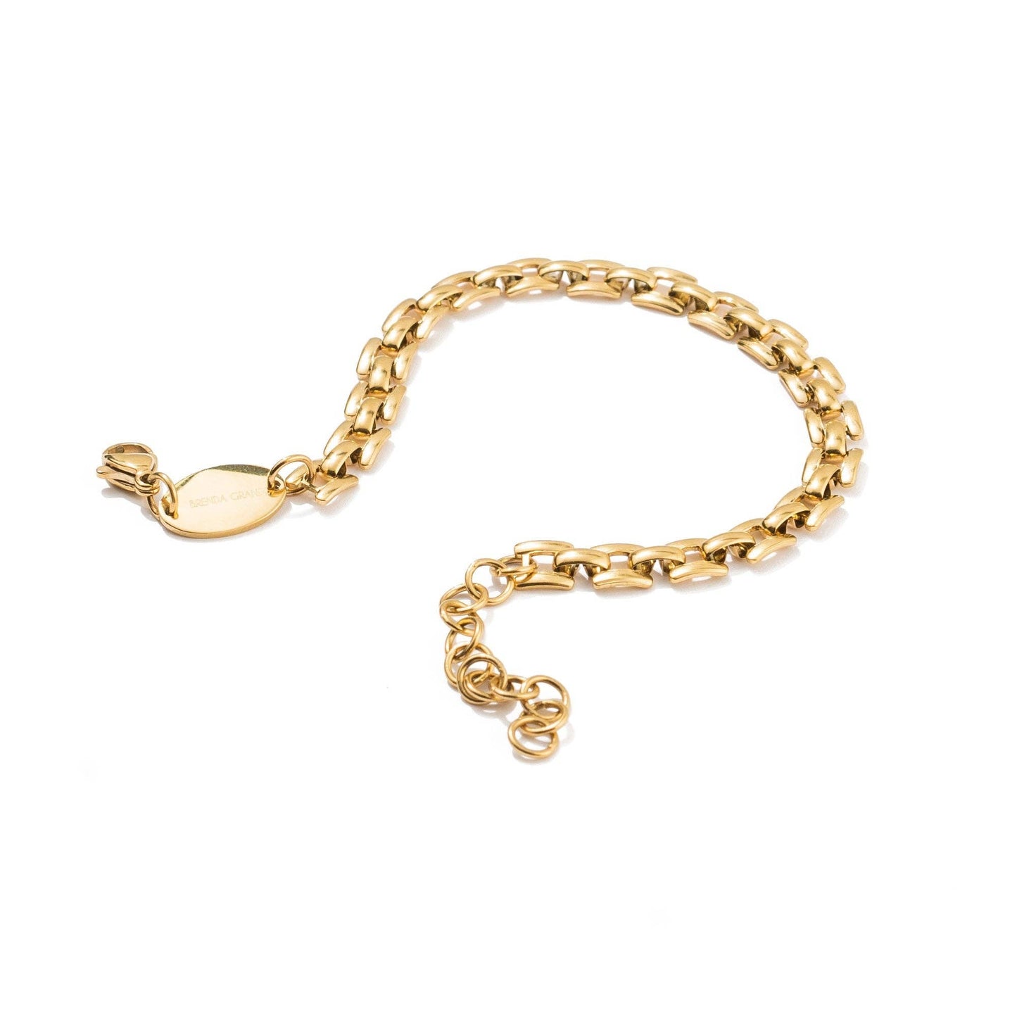 Brenda Grands Jewelry Waterproof Gold Squared Chain Bracelet