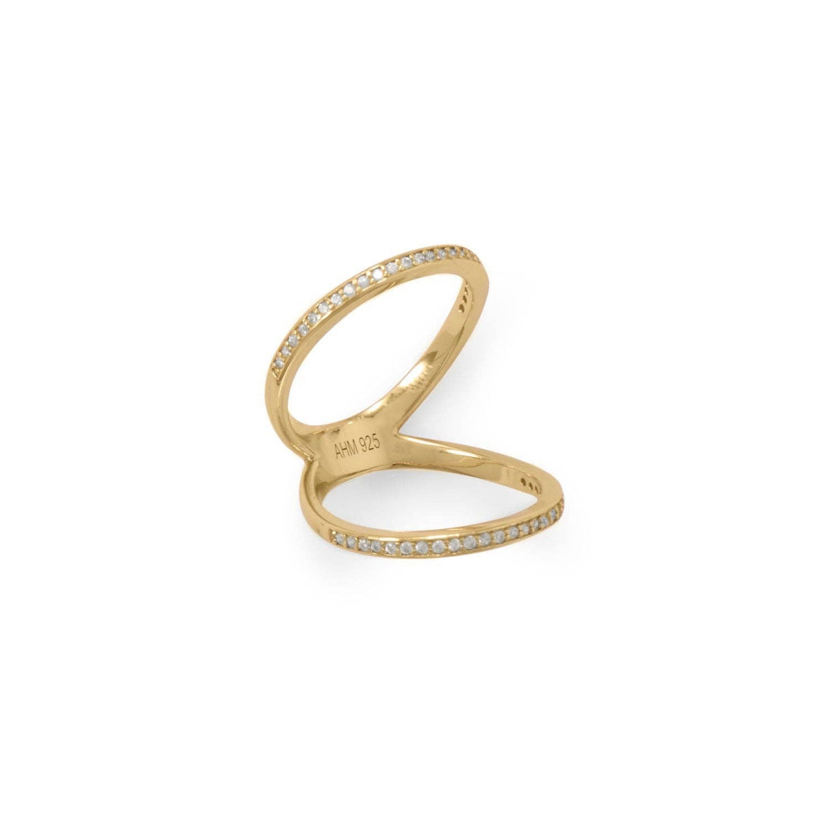 Silver Stars CZ Double Band Knuckle Ring