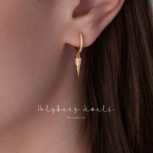 HolyBang Jewels Spike Dangle Hoop Earring - Gold