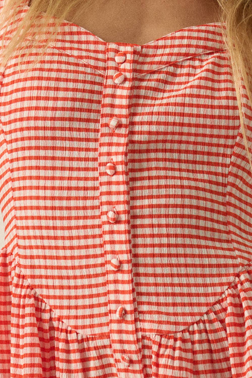 Promesa Gingham Sleeveless Fit-and-Flare Tiered Ruffle Romper