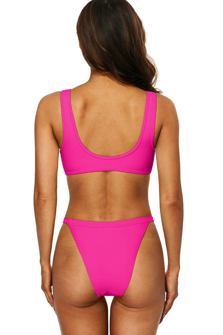 Charmo Strappy Longline Bikini Top - Hot Pink