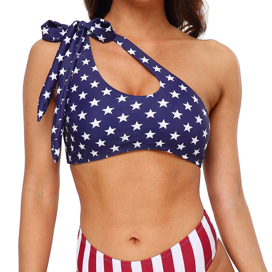 Charmo Stars and Stripes One Shoulder Bikini Top