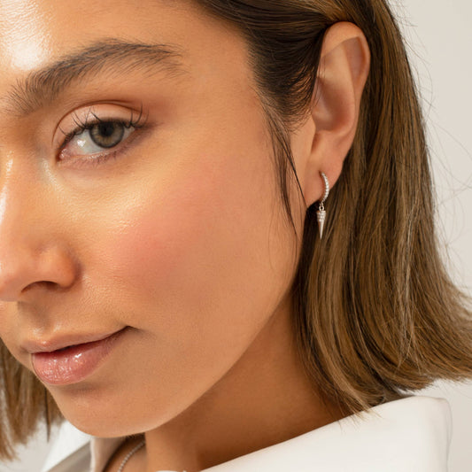 HolyBang Jewels Spike Dangle Earrings - Silver