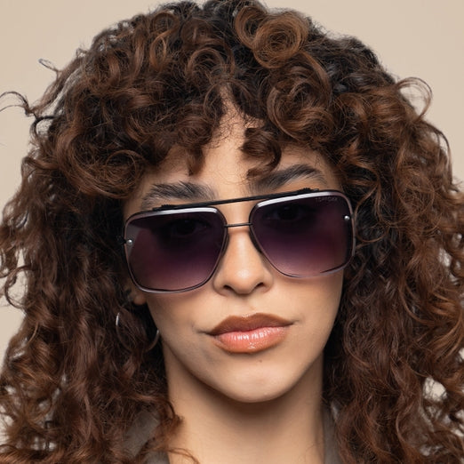 Topfoxx Bella Tangle Free Aviator Sunglasses - Black/Black