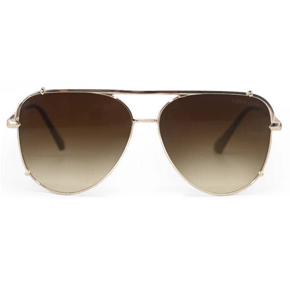 TOPFOXX Smaller Cristina Tangle Free  Aviator Sunglasses - Gold/Faded Brown