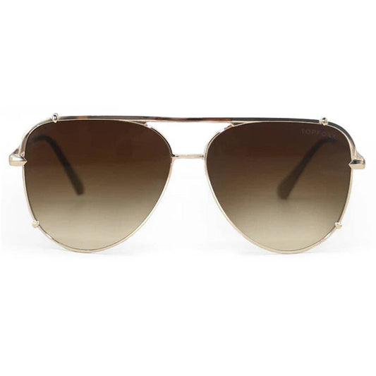 TOPFOXX Smaller Cristina Tangle Free  Aviator Sunglasses - Gold/Faded Brown