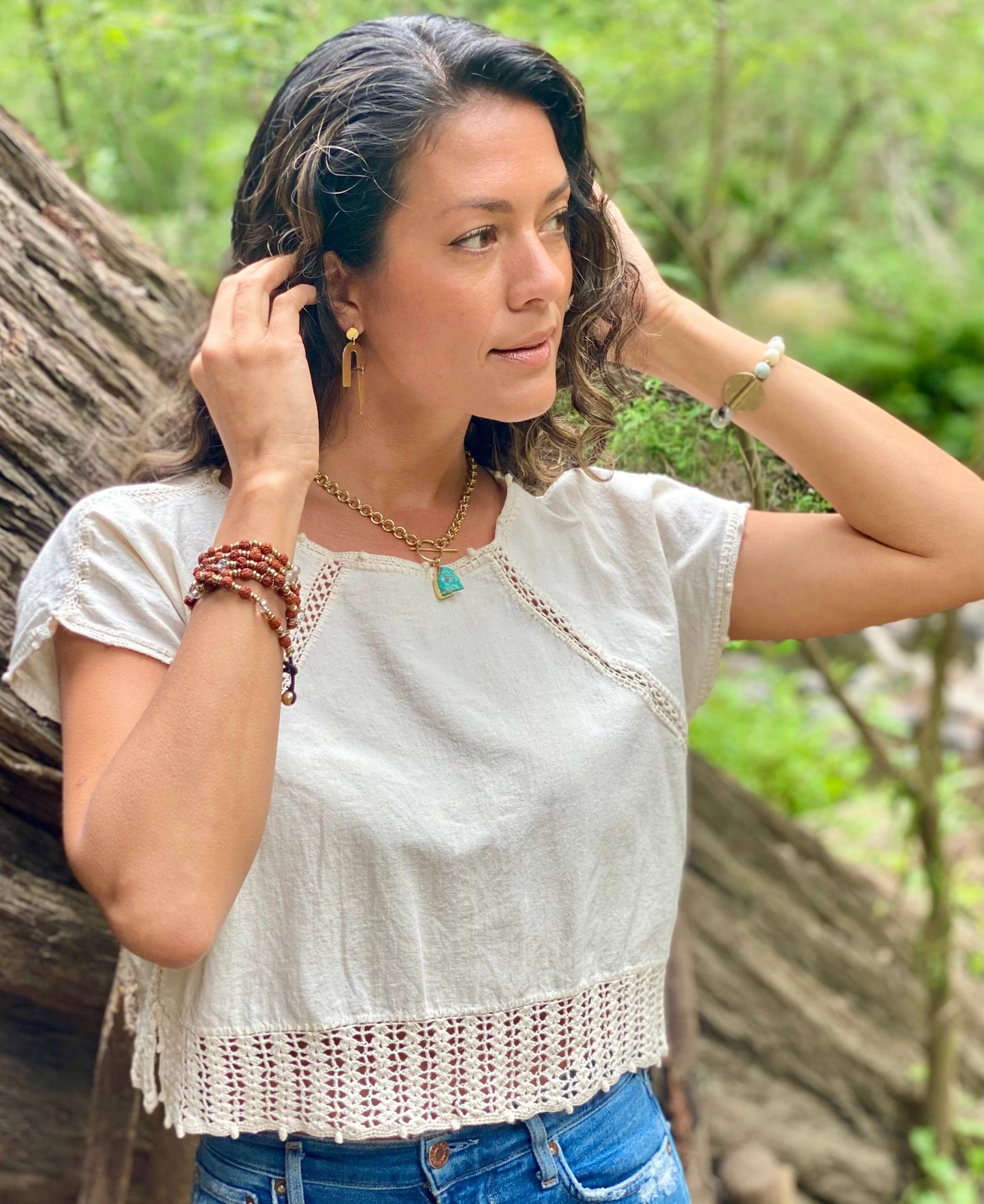 Baizaar Chainlink Necklace w/Stone