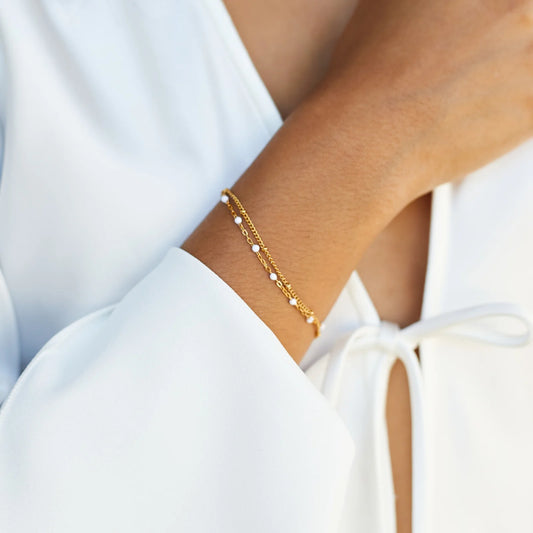 Atolea Double White Beaded Bracelet