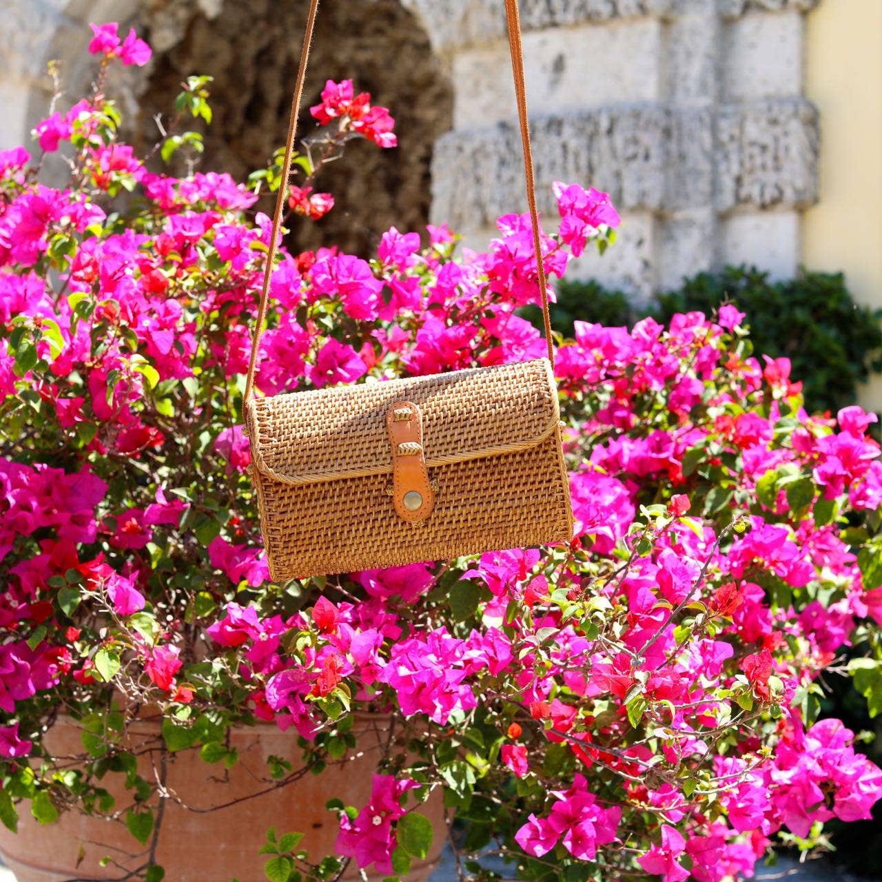 Ganapati  Bali Rattan Crossbody Bag - Small Mailer Bag