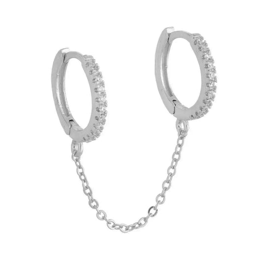 Sahira Pave Double Huggie Chain Earring
