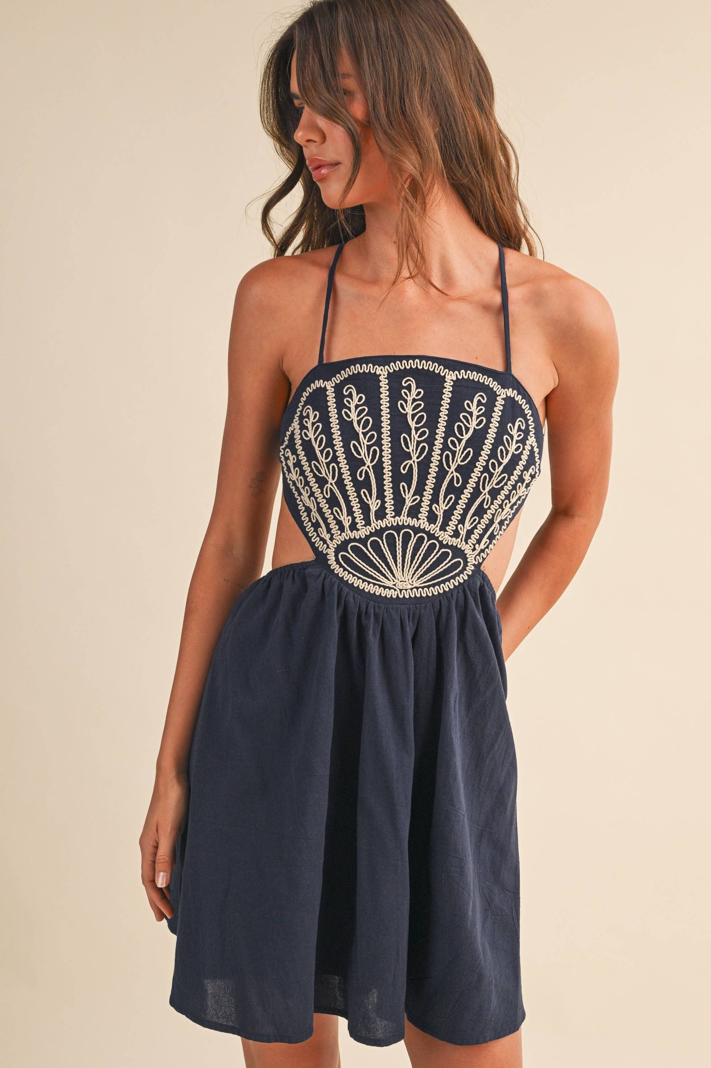 Klesis Scallop Aplique Mini Dress