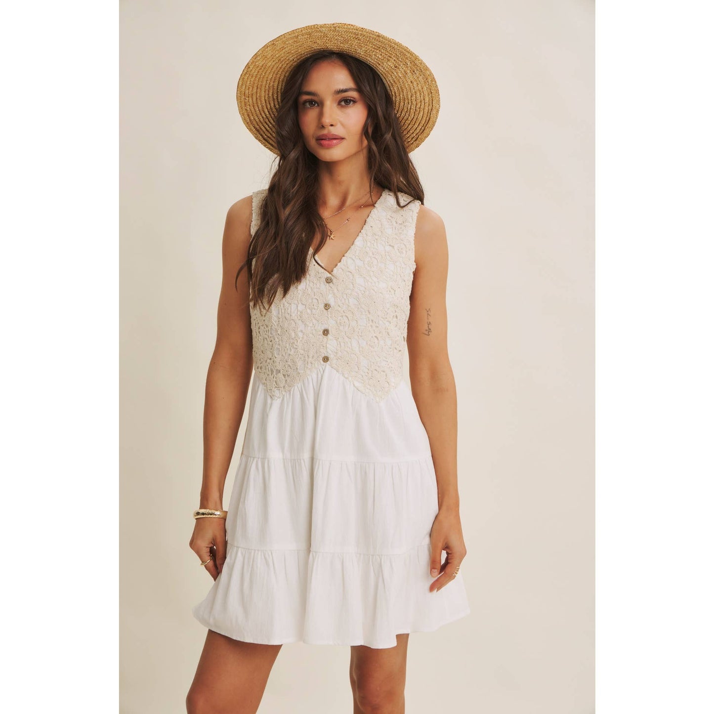 In February - French Picnic Cotton Crochet Dress