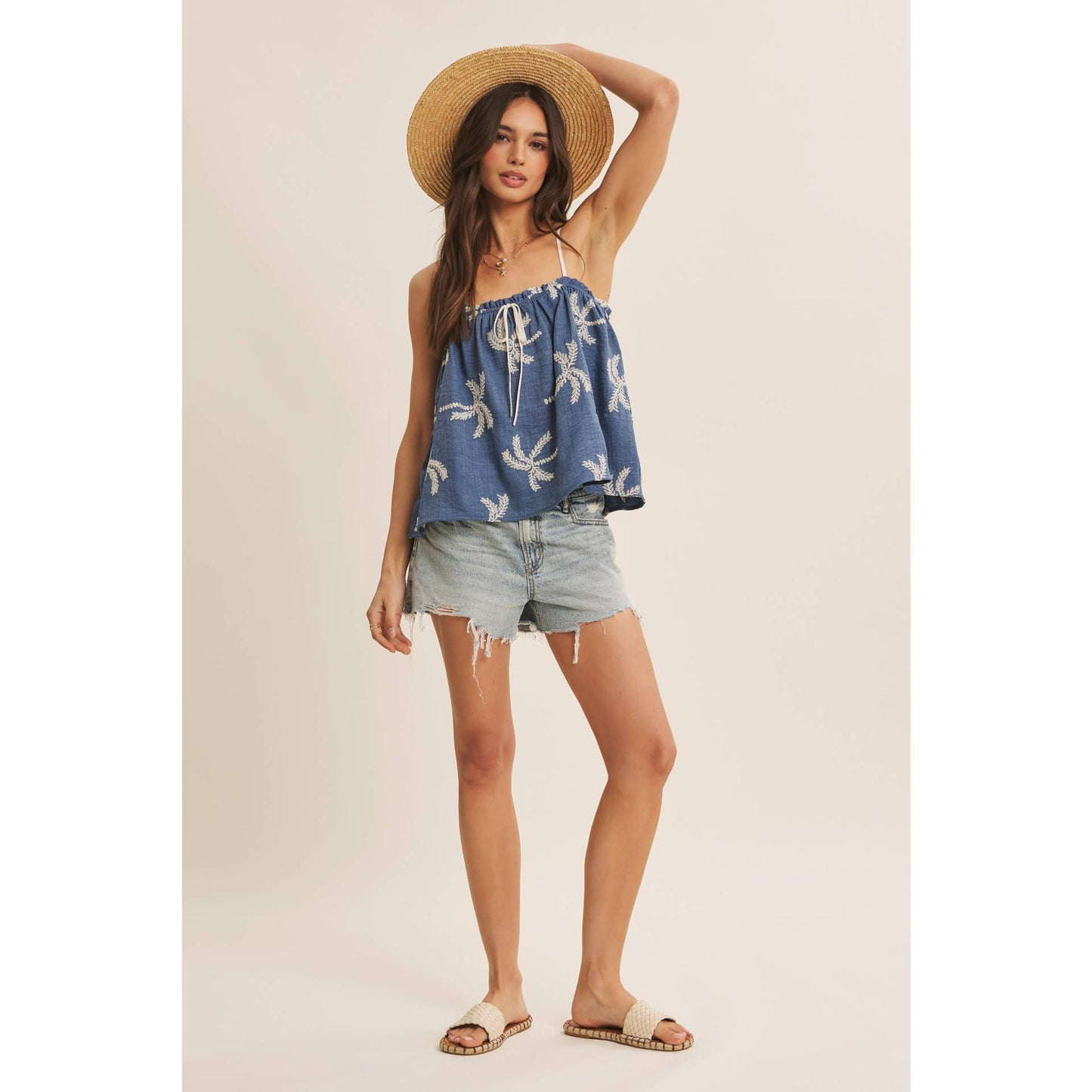 In February Feel Fresh Palm Embroidered Cami