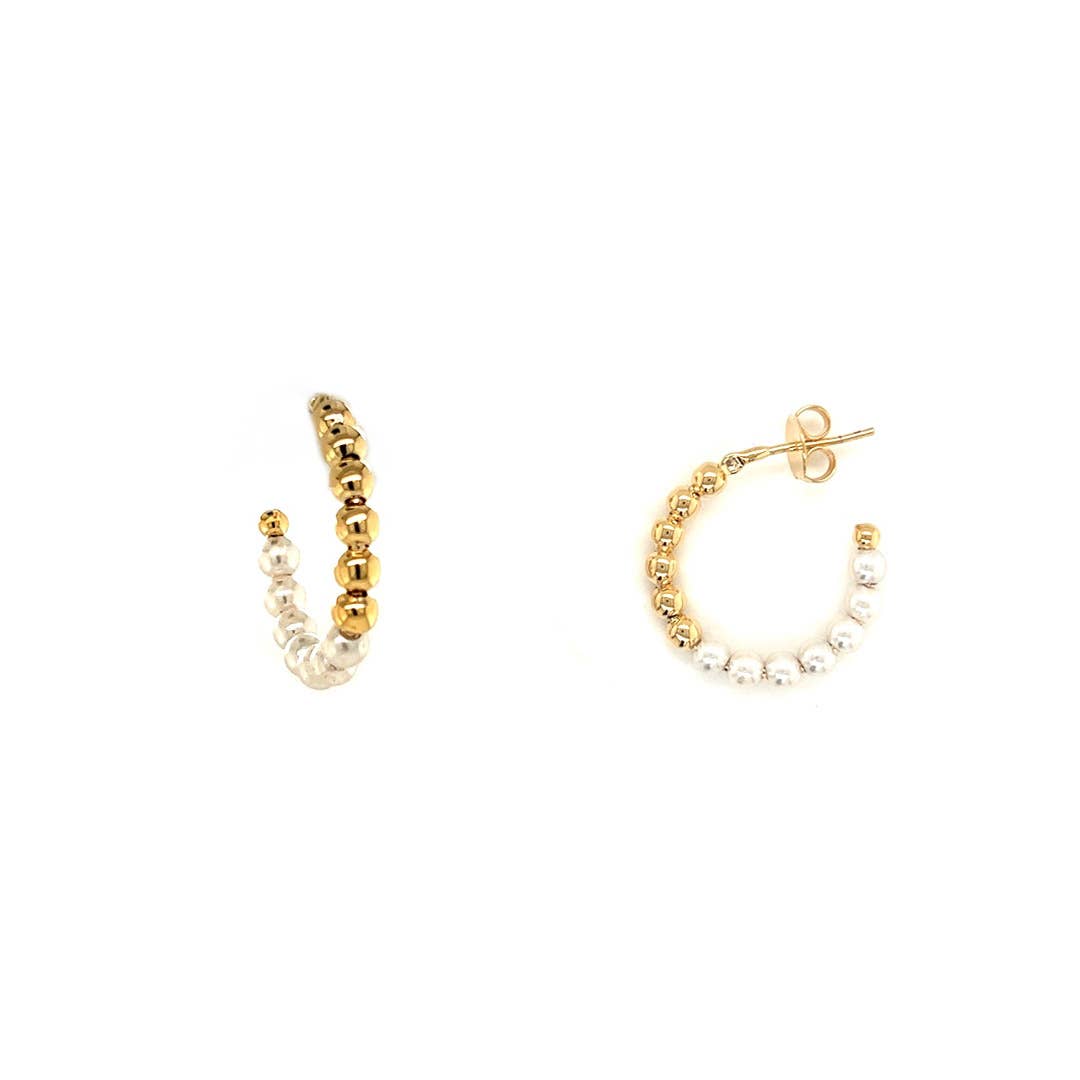 Mali Beads Minimal Gold Filled Hoops with Beads and Pearls – Dainty Everyday Earrings