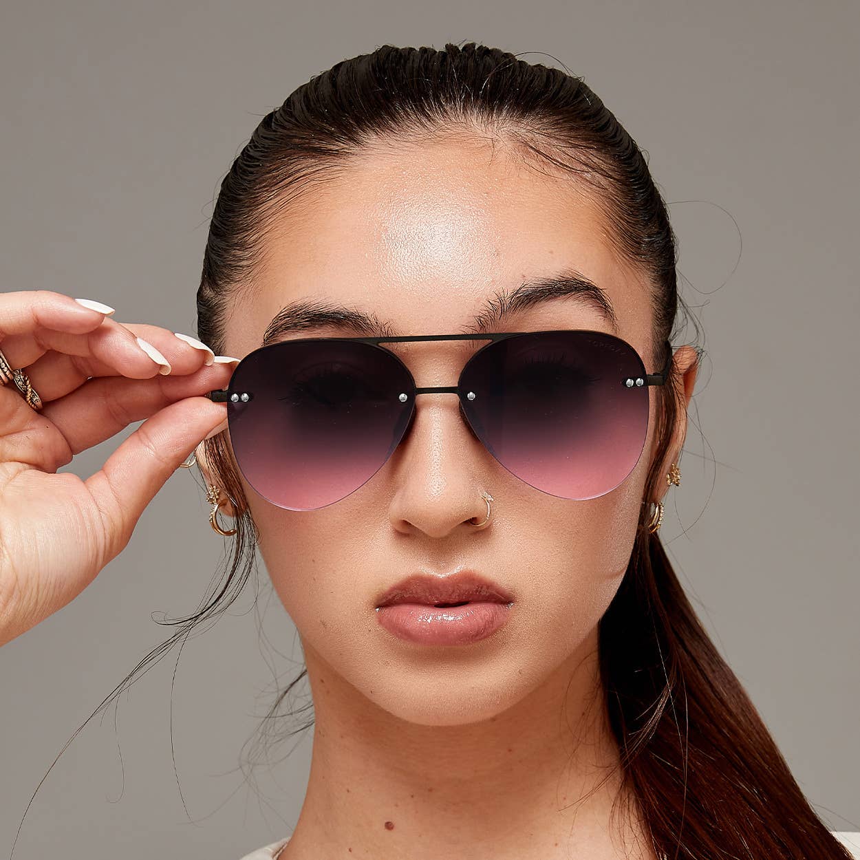 Topfoxx Small Megan 2 Tangle Free Aviator Sunglasses - Purple Pink