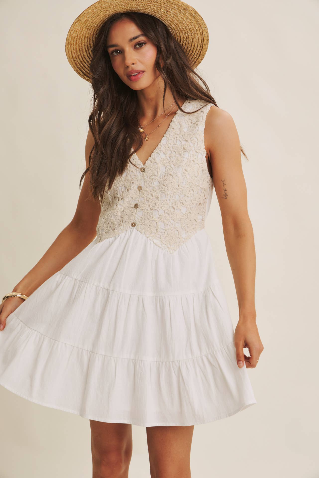 In February - French Picnic Cotton Crochet Dress