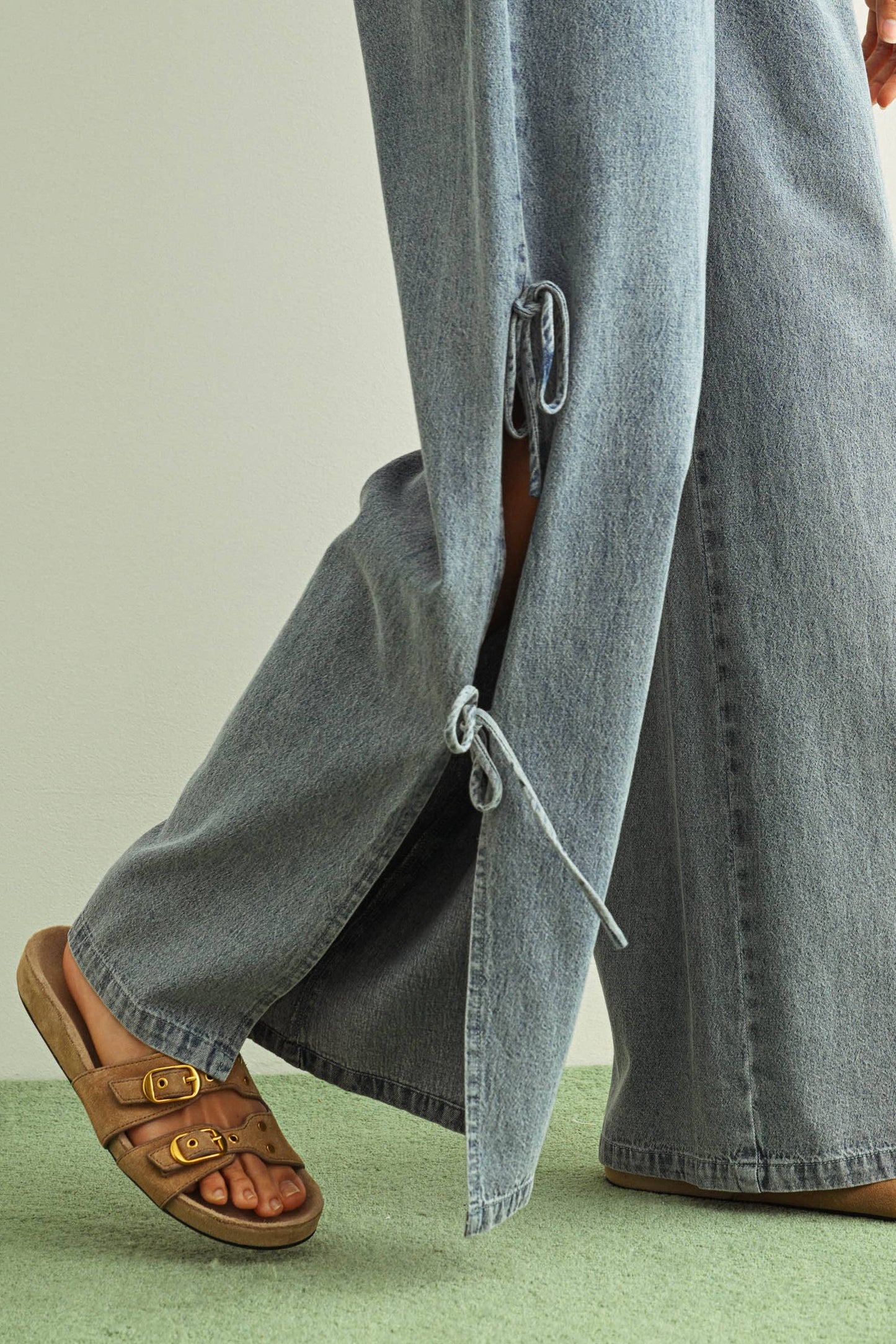 MIOU MUSE DENIM TIED SIDE PANTS