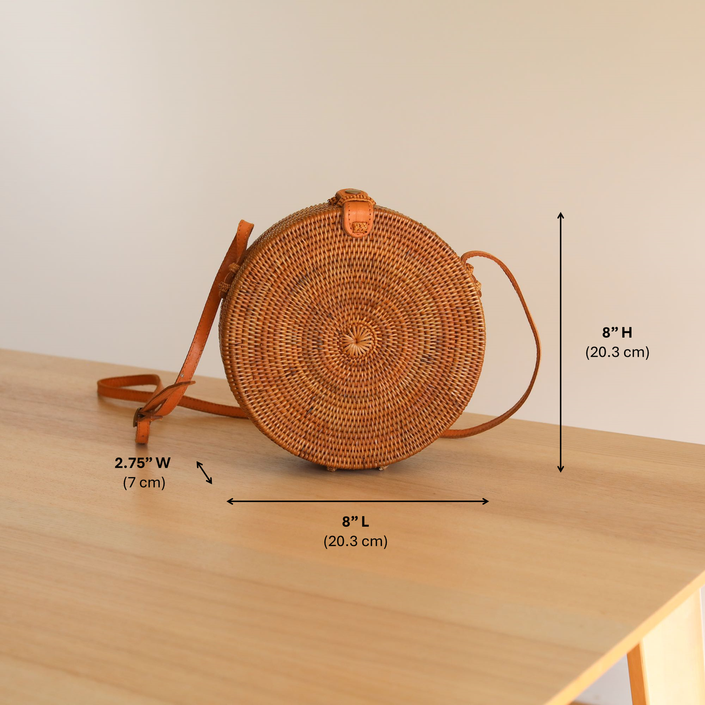 Ganapati Bali Round Rattan Crossbody Bag