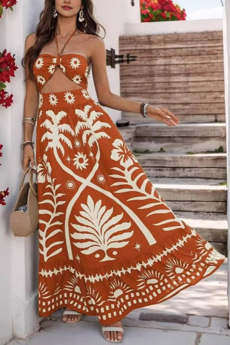 Mccolin Strapless Cutout Casual Maxi Dress