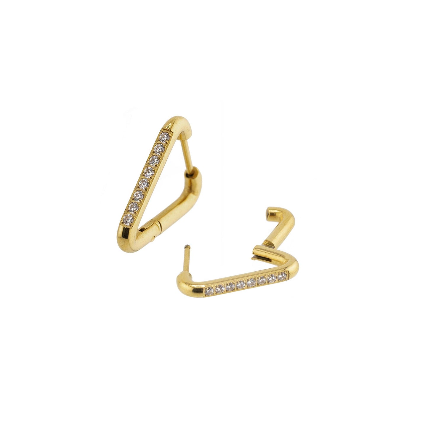 Brenda Grands Jewelry Waterproof Gold Triangle Diamond Hoops
