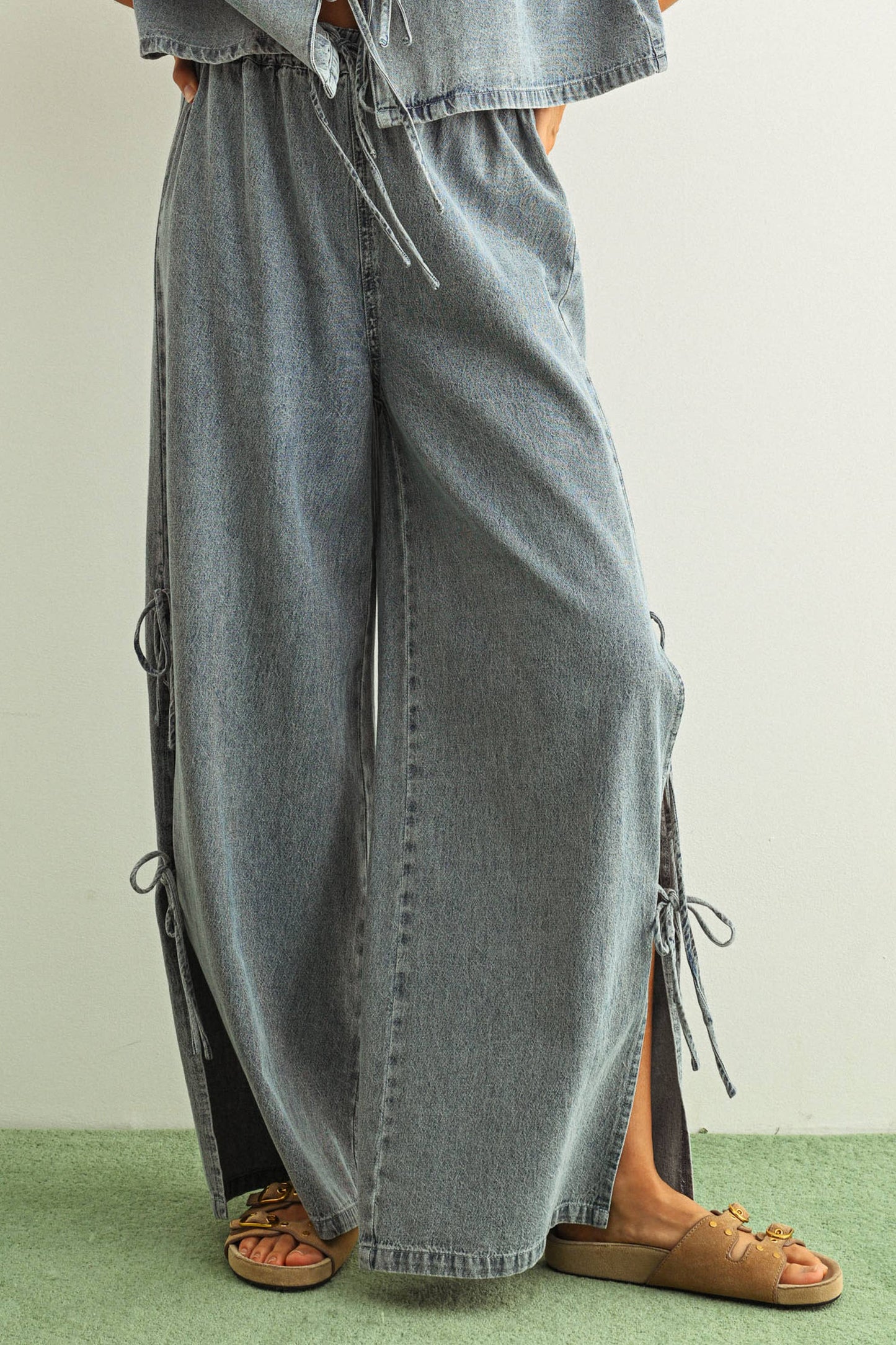 MIOU MUSE DENIM TIED SIDE PANTS