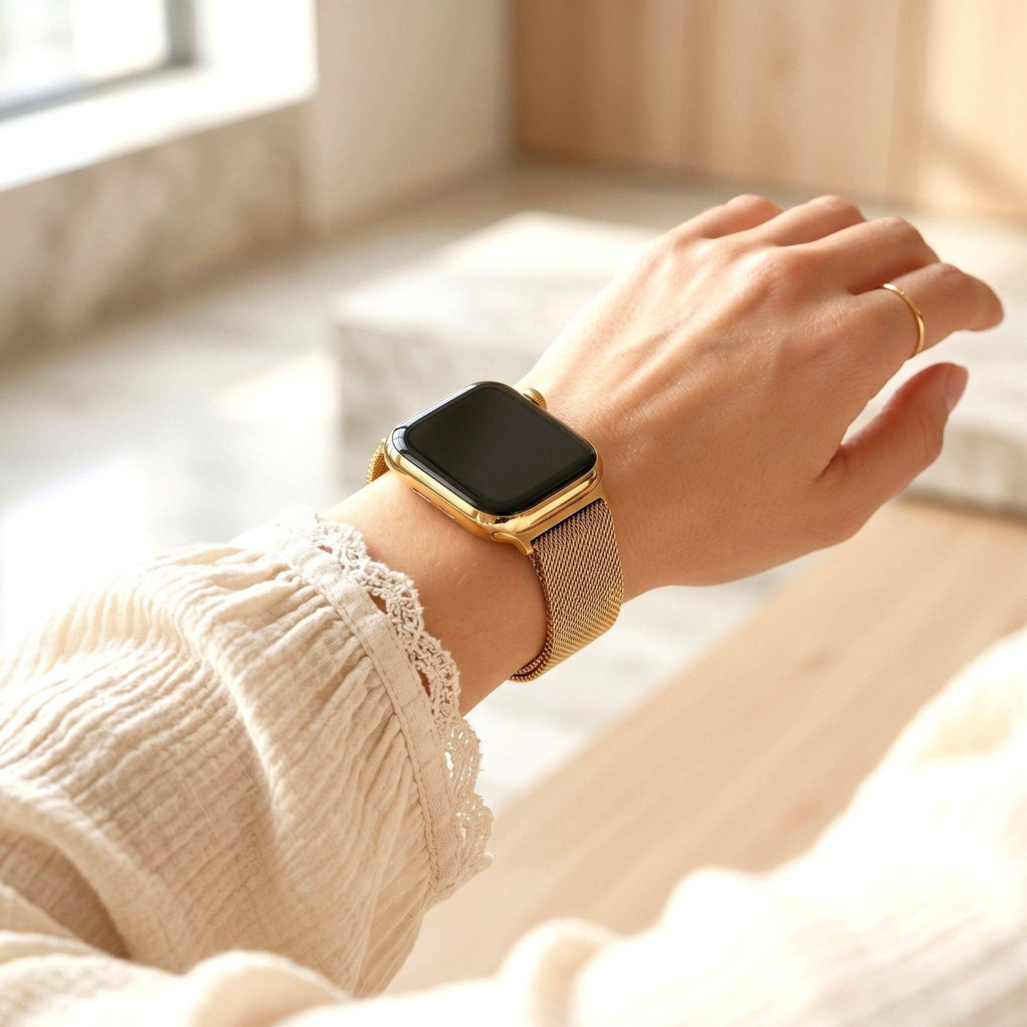 Cape Diablo Golden Steel Luxury Stretch Apple Watch Strap
