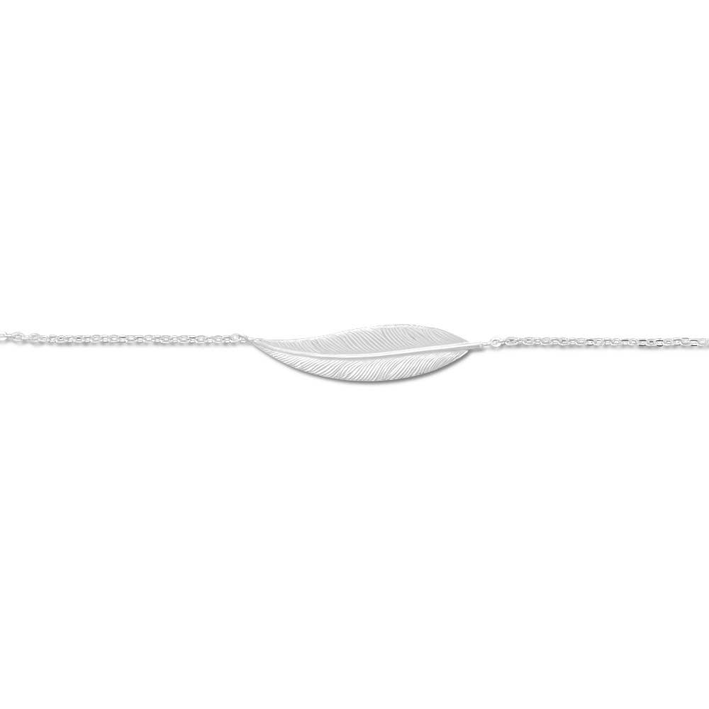 Silver Stars Sideways Feather Anklet