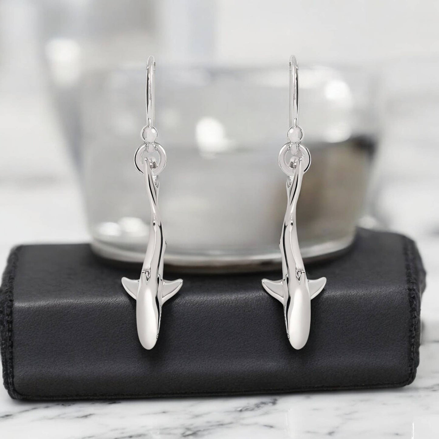 Big Blue Shark Drop Earrings