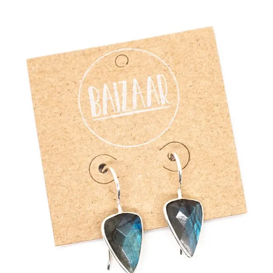 Baizaar Teardrop Triangle Stone Earring - Labradorite