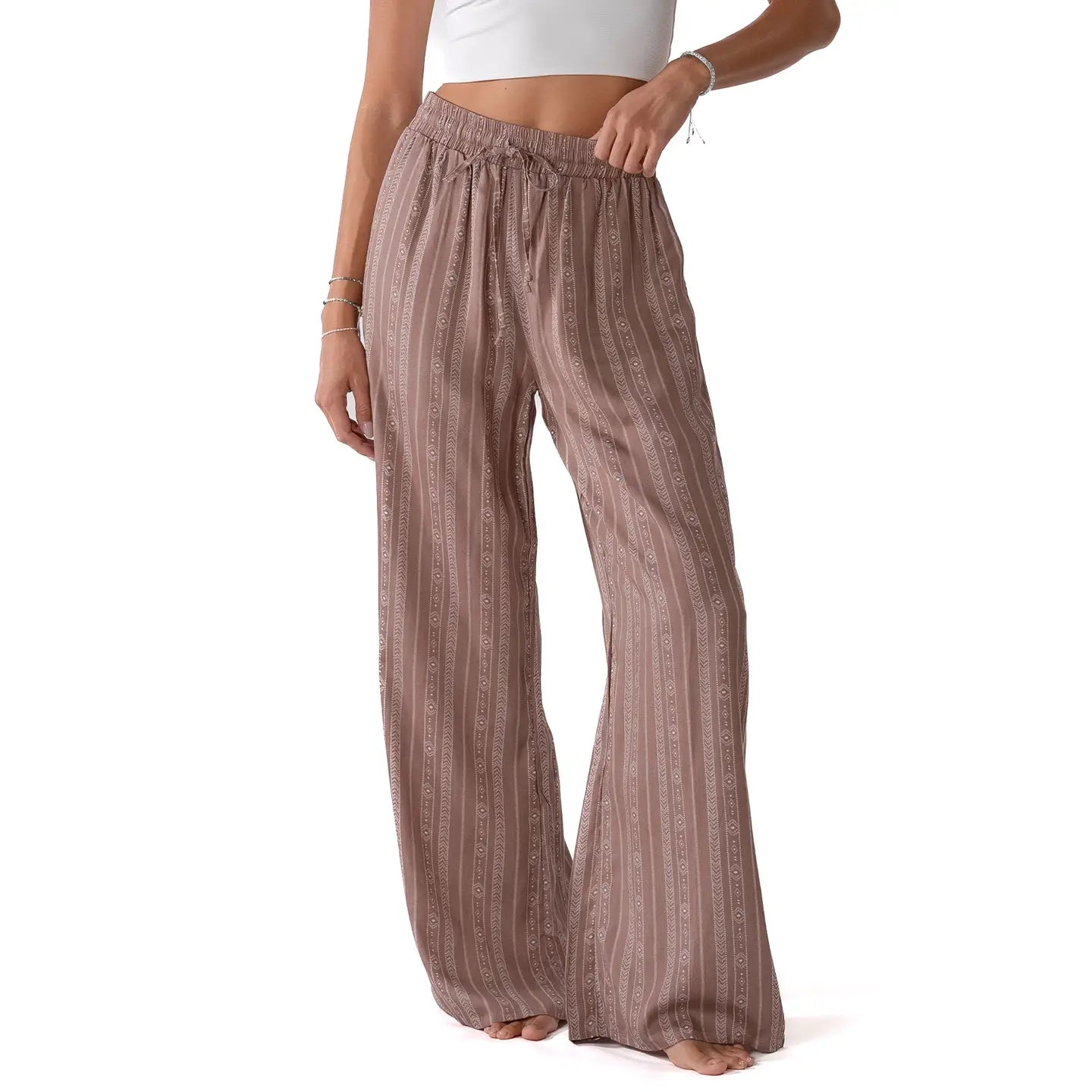 Lotus and Luna Cabana Pants - Taupe Tribal