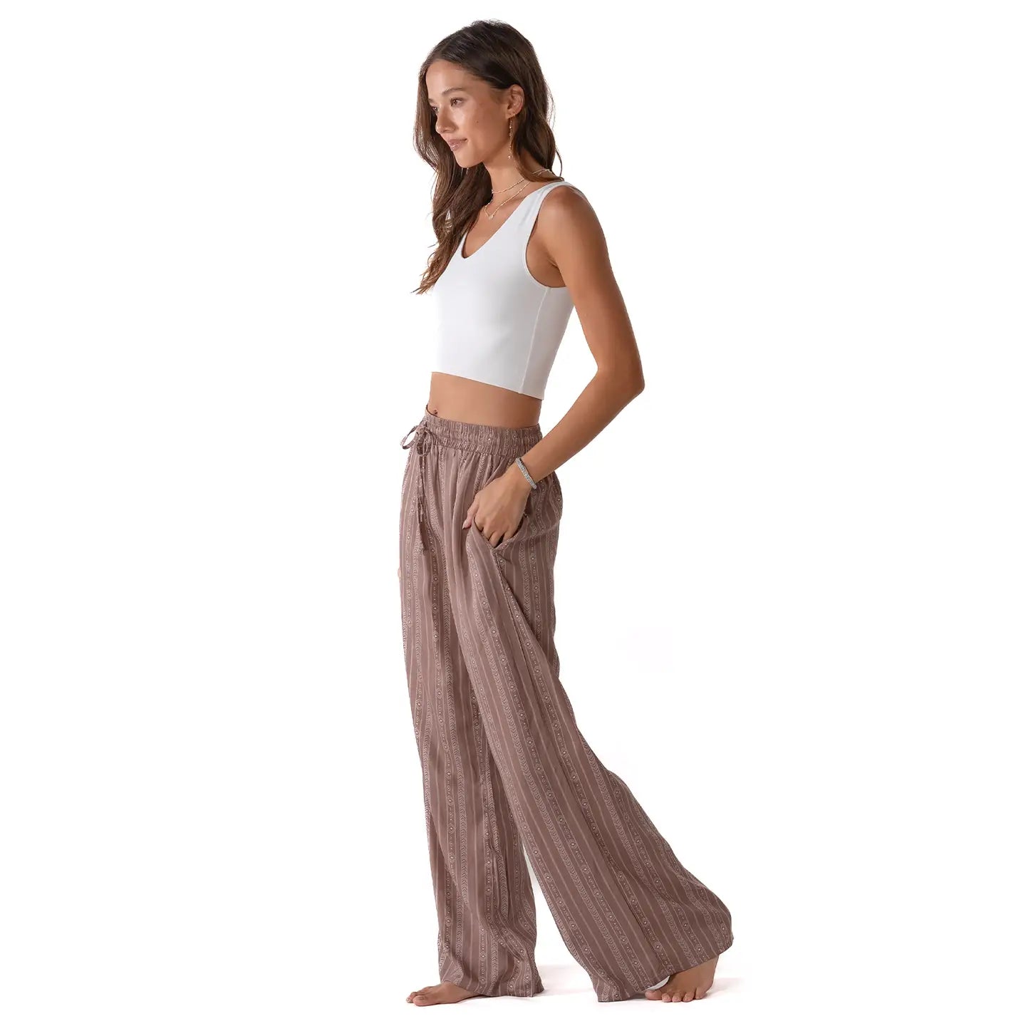 Lotus and Luna Cabana Pants - Taupe Tribal