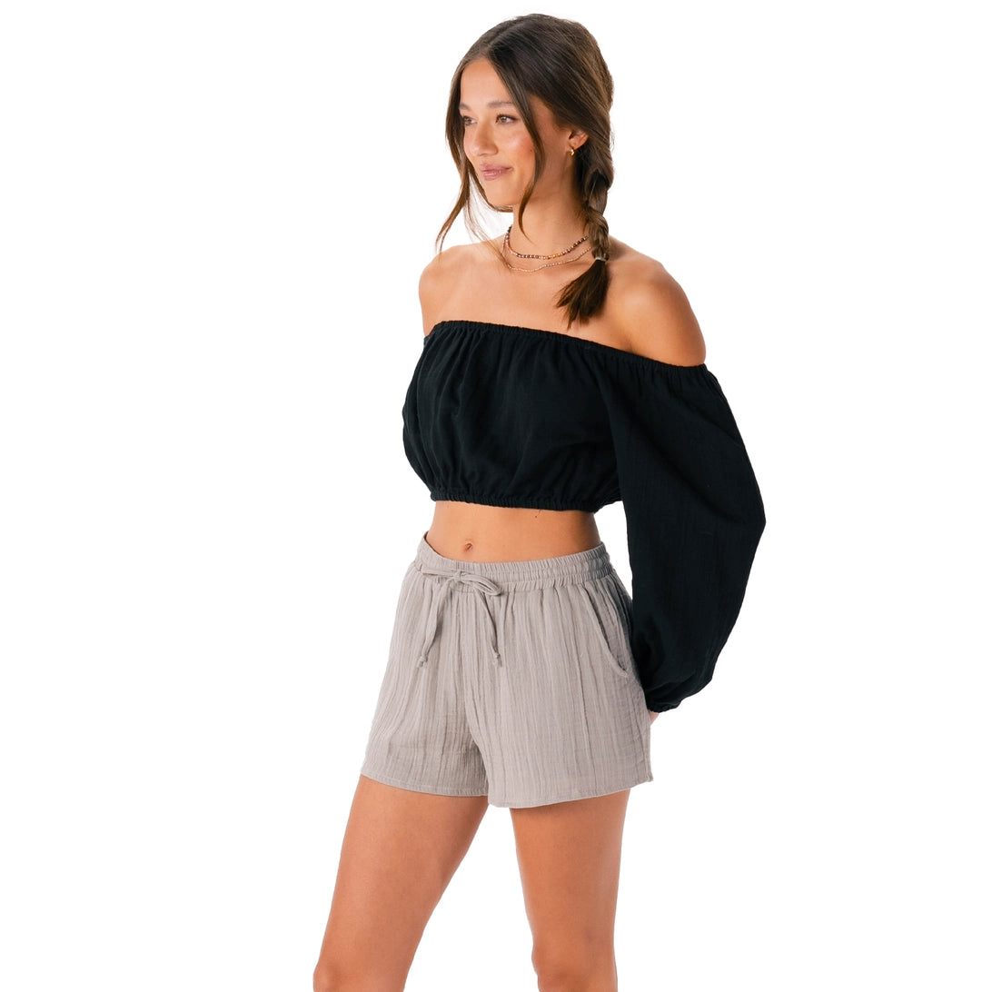 Lotus and Luna Cotton Cabana Shorts - Stone