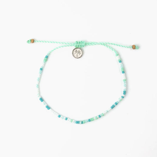 Pineapple Island Alila Dainty Beaded Anklet - Aqua