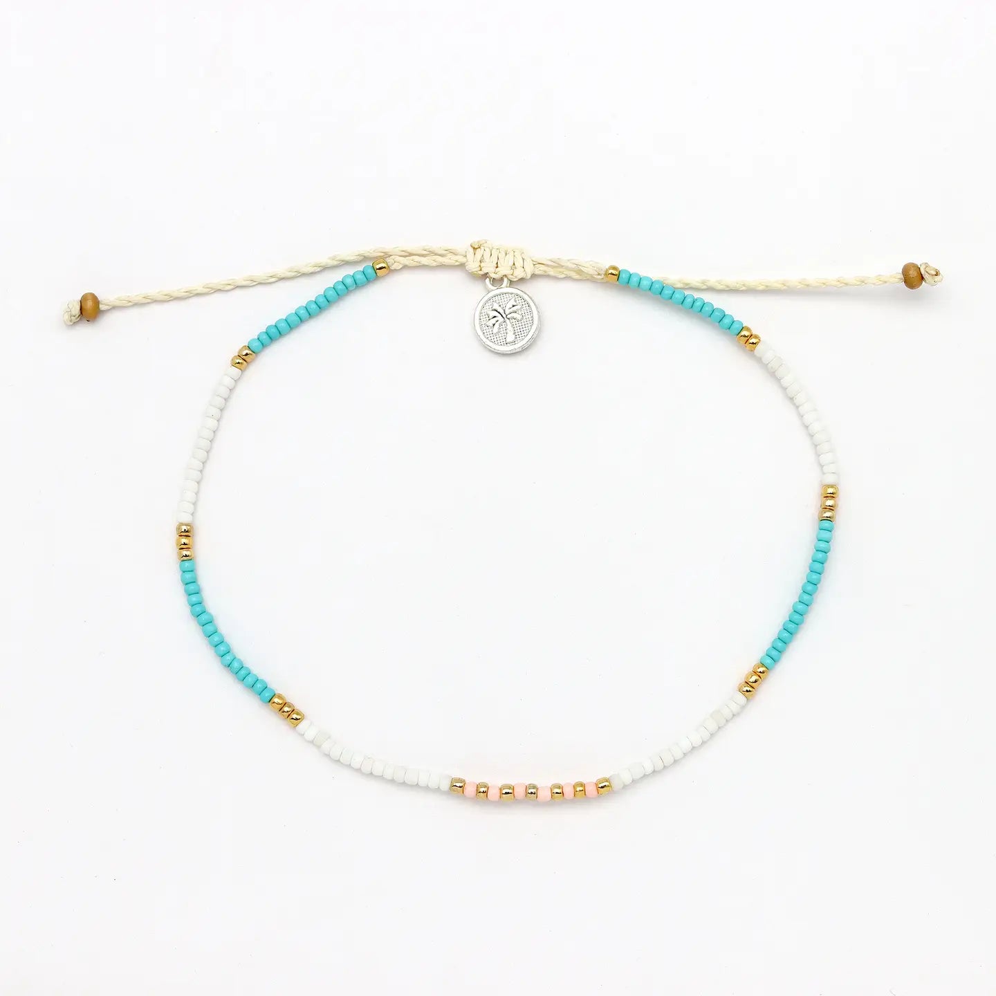 Pineapple Island Gembira Beaded Anklet - Blue & White