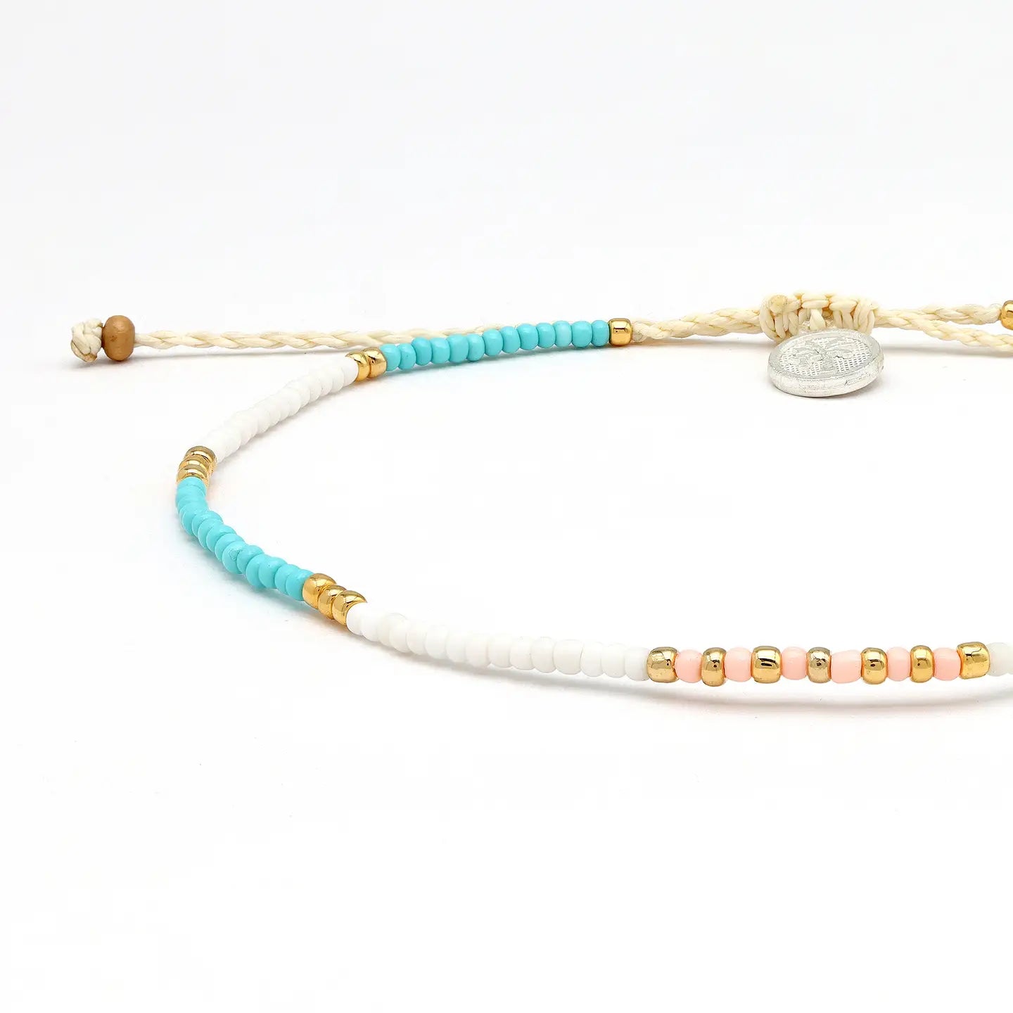 Pineapple Island Gembira Beaded Anklet - Blue & White