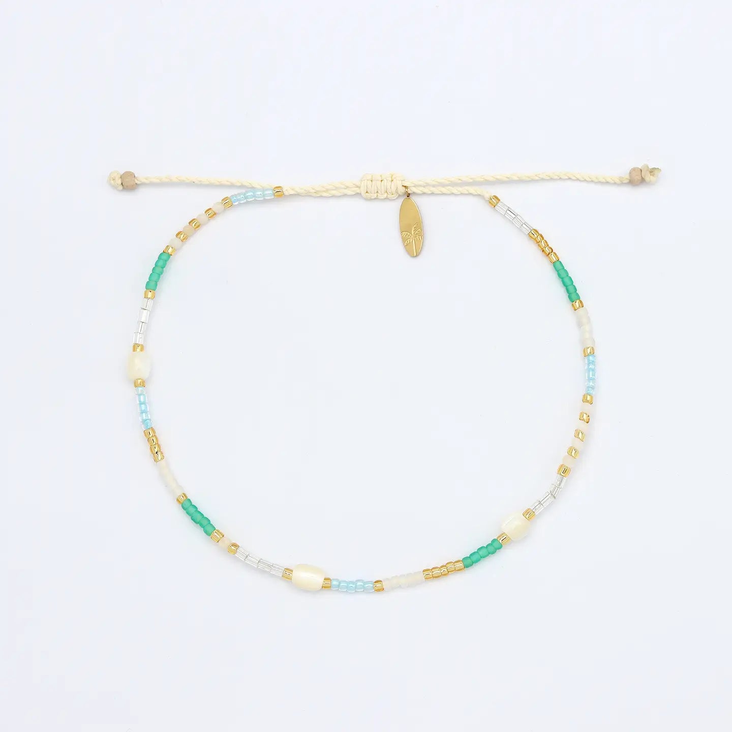 Pineapple Island Golden Hour Colorful Beaded Anklet - Sea Blue