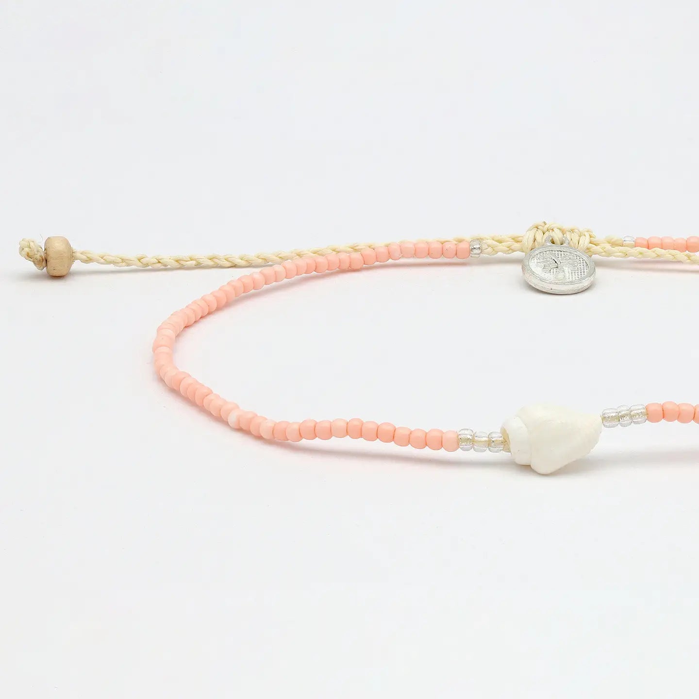 Pineapple Island Mauna Loa Bracelet, Adjustable Dainty Beaded Bracelet - Peach