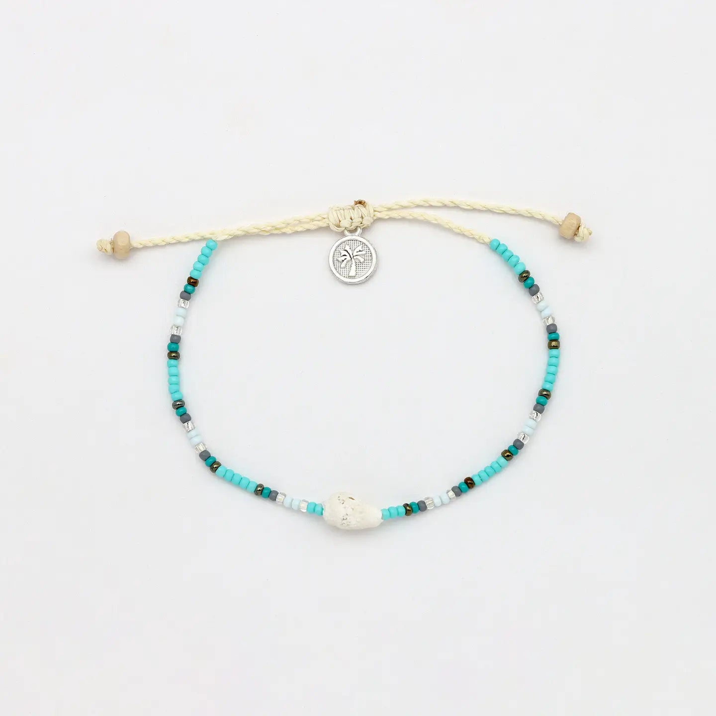 Pineapple Island Mauna Loa Bracelet, Adjustable Dainty Beaded Bracelet - Turquoise