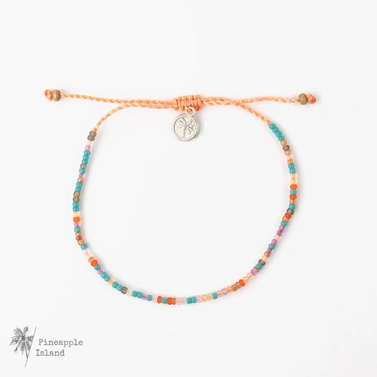 Pineapple Island Alila Dainty Beaded Anklet - Orange