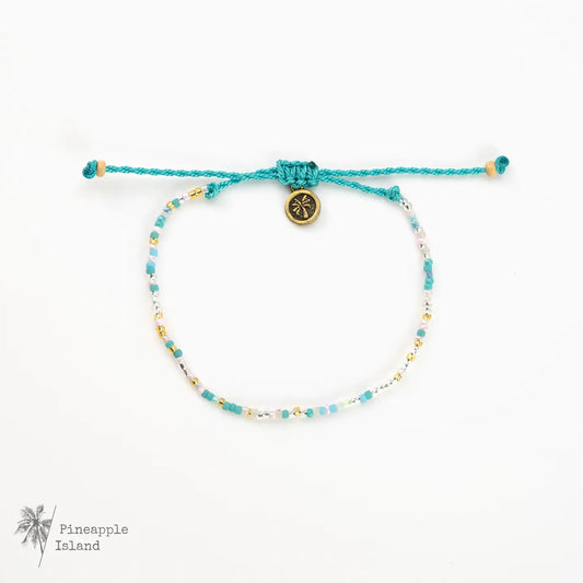 Pineapple Island Alila Dainty Beaded Anklet - Blue