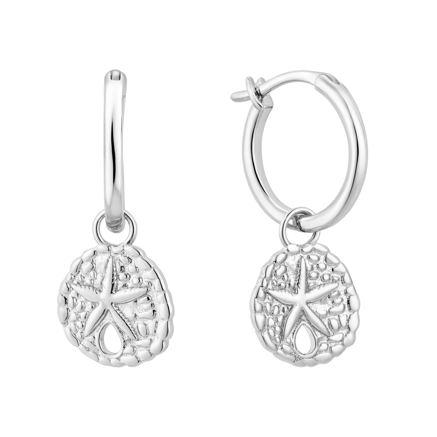 The Salty Gem Sand Dollar Hoops - Sterling Silver