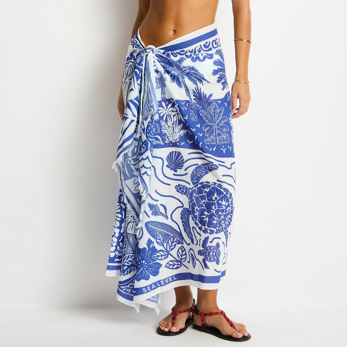 Sea Level Jungle Lino Long Sarong - Blue